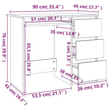 Elegant Grey Desk 90x45 cm - Sturdy Engineered Wood