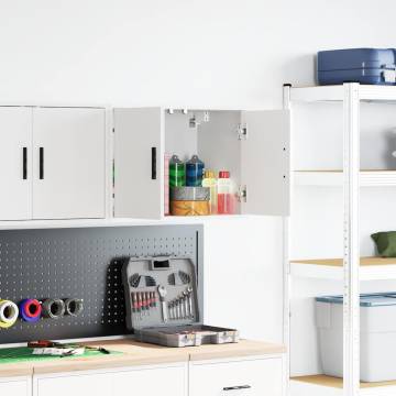 Garage Wall Cabinet - White Engineered Wood | HipoMarket