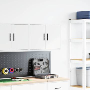 Garage Wall Cabinet - White Engineered Wood | HipoMarket