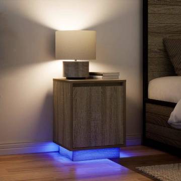 Modern Bedside Cabinets with LED Lights - Sonoma Oak - 2 pcs