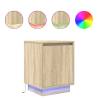 Modern Bedside Cabinets with LED Lights - Sonoma Oak - 2 pcs