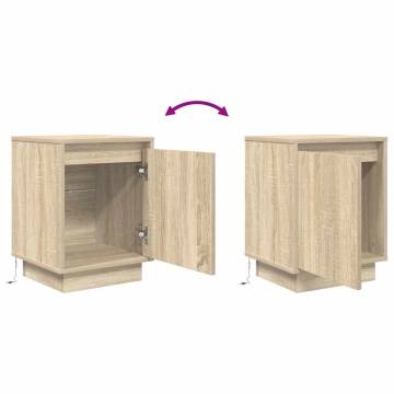 Modern Bedside Cabinets with LED Lights - Sonoma Oak - 2 pcs