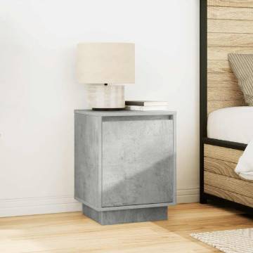 Stylish Bedside Cabinets with LED Lights | 2 pcs Concrete Grey