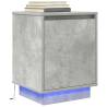 Stylish Bedside Cabinets with LED Lights | 2 pcs Concrete Grey