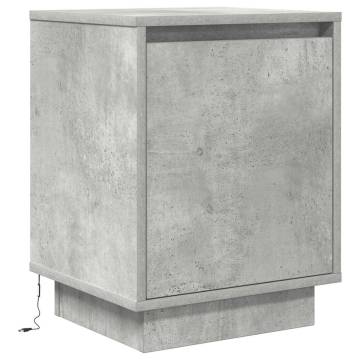 Stylish Bedside Cabinets with LED Lights | 2 pcs Concrete Grey