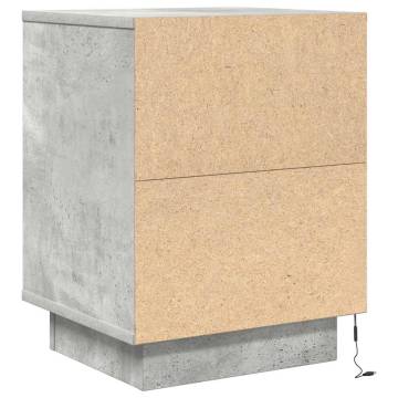 Stylish Bedside Cabinets with LED Lights | 2 pcs Concrete Grey