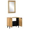 2 Piece Brown Solid Wood Mango Bathroom Furniture Set