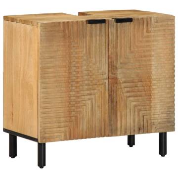 2 Piece Brown Solid Wood Mango Bathroom Furniture Set