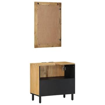 2 Piece Brown Solid Wood Mango Bathroom Furniture Set