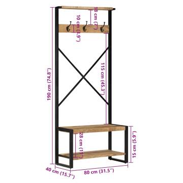 Solid Mango Wood Clothes Rack - 80x40x190 cm | HipoMarket