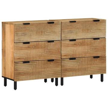 Stylish Brown Mango Wood Sideboards - 2 pcs, 60x33x75 cm