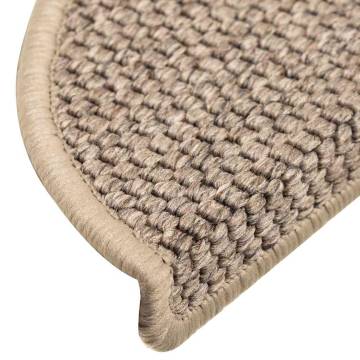 Self-Adhesive Stair Mats - 30 pcs Dark Beige Sisal-Look