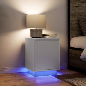 Stylish Bedside Cabinets with LED Lights - 2 pcs White