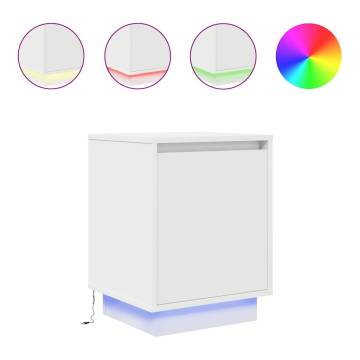 Stylish Bedside Cabinets with LED Lights - 2 pcs White