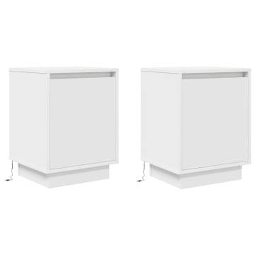 Stylish Bedside Cabinets with LED Lights - 2 pcs White