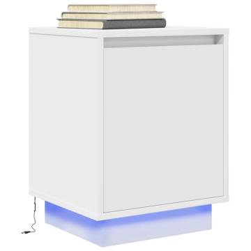 Stylish Bedside Cabinets with LED Lights - 2 pcs White