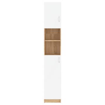 Washing Machine Cabinet Set - White & Sonoma Oak | HipoMarket