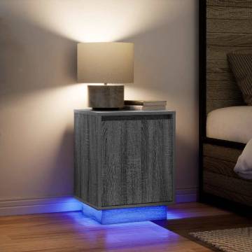 Stylish Bedside Cabinets with LED Lights - Grey Sonoma