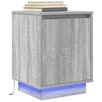 Stylish Bedside Cabinets with LED Lights - Grey Sonoma