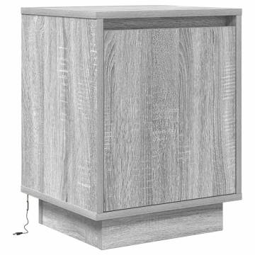 Stylish Bedside Cabinets with LED Lights - Grey Sonoma