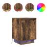 Smoked Oak Bedside Cabinets with LED Lights - 2 pcs