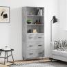 Highboard Concrete Grey 69.5x34x180 cm Engineered Wood Colour concrete grey Quantity in Package 1 Model 3 drawers 