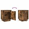 Smoked Oak Bedside Cabinets with LED Lights - 2 pcs