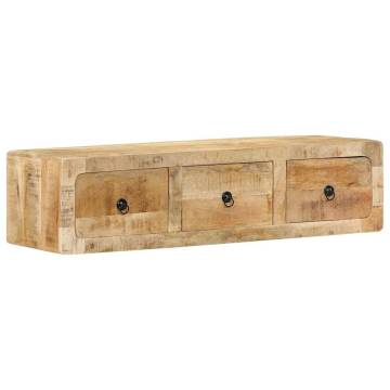 Wall-Mounted TV Cabinet - Solid Mango Wood 100x32x25 cm