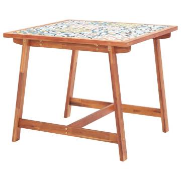 Elegant Garden Dining Table - 88x88 cm Solid Acacia & Tile Top