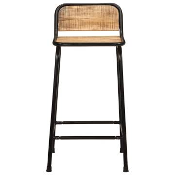 Bar Stools 2 pcs - Solid Wood Rough Mango for Modern Interiors