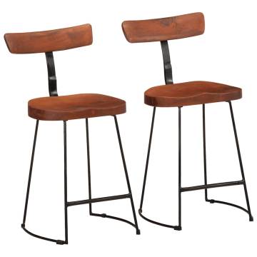 Modern Bar Stools 2 pcs - Solid Wood Mango & Metal Legs