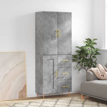 Stylish Highboard Concrete Grey - 69.5x34x180 cm | Hipo Market