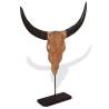 Handcrafted Teak Bull Skull Sculpture - Unique & Rustic Charm