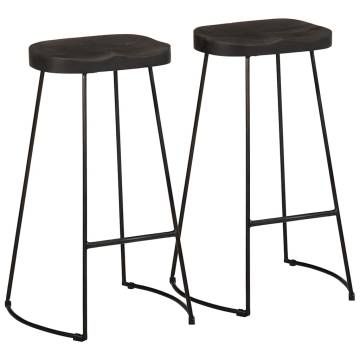 Stylish Black Bar Stools 2 pcs - Solid Mango Wood | Hipomarket