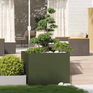 Stylish Olive Green Planter - 100x100x80 cm Steel