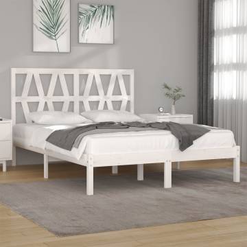 White Solid Pine Bed Frame 150x200 cm King Size - HipoMarket