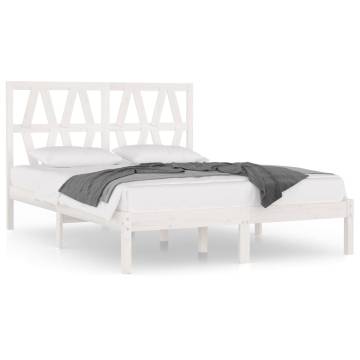 White Solid Pine Bed Frame 150x200 cm King Size - HipoMarket