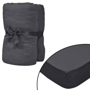 Fitted Sheets for Waterbeds - 2pcs 1.6x2m Cotton Jersey Anthracite