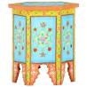 Hand-painted Side Table | Multicolour Solid Mango Wood