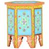 Hand-painted Side Table | Multicolour Solid Mango Wood