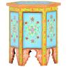 Hand-painted Side Table | Multicolour Solid Mango Wood