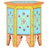 Hand-painted Side Table | Multicolour Solid Mango Wood