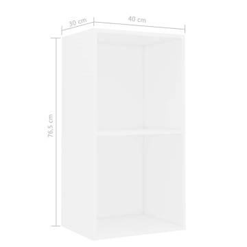 2-Tier White Book Cabinet - Stylish Storage Solution