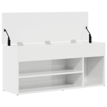 Shoe Bench High Gloss White - Stylish Storage | HipoMarket