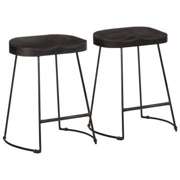 Modern Black Bar Stools - Solid Mango Wood (2 Pcs) | Hipomarket