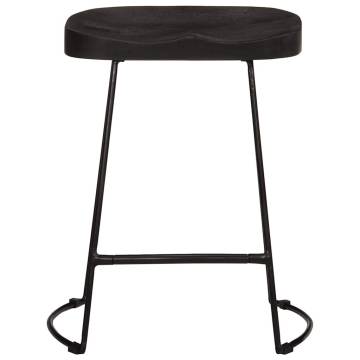 Modern Black Bar Stools - Solid Mango Wood (2 Pcs) | Hipomarket