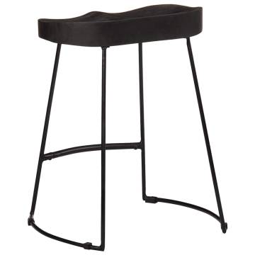 Modern Black Bar Stools - Solid Mango Wood (2 Pcs) | Hipomarket