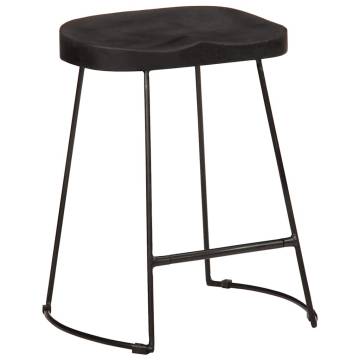 Modern Black Bar Stools - Solid Mango Wood (2 Pcs) | Hipomarket