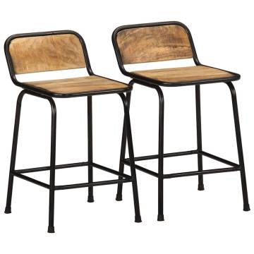 Stylish 2-Piece Solid Wood Bar Stools - Hipomarket