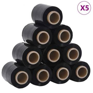 Durable Black Stretch Films 50 pcs - 23 µm 10 cm x 150 m